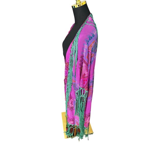 Antica Sartoria Purple Boho Aztec Pattern Duster Cardigan Size XL-Boho, Ethereal - Picture 5 of 8